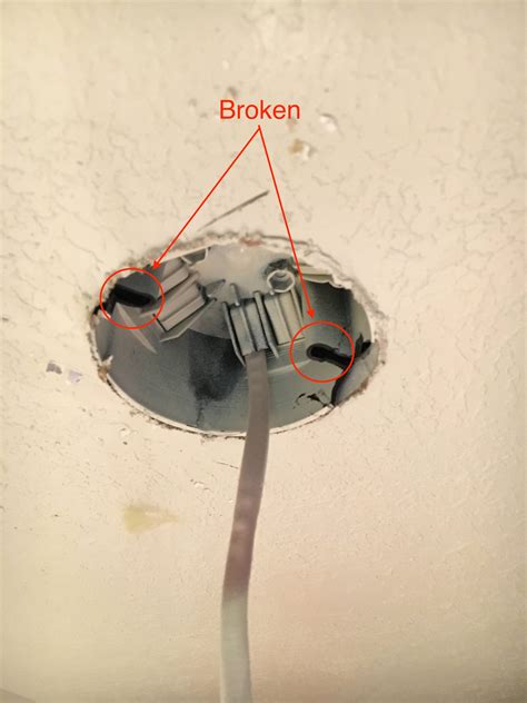 junction box fell out of ceiling|broken light junction box ceiling.